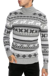 RedBridge Strickpullover mit Rollkragen Beige/Weiß/Grau/Silber