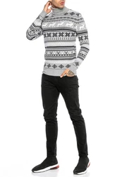 RedBridge Strickpullover mit Rollkragen Beige/Weiß/Grau/Silber