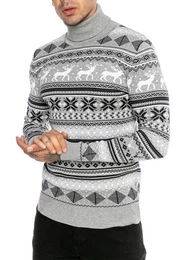Strickpullover mit Rollkragen Festliches Norwegermuster Weihnachtlich