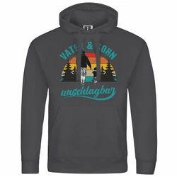 deinshirt Kapuzenpullover Vater und Sohn Unschlagbar Mit Print Motiv Dunkelgrau/Schwarz/Grau/Grün/Dunkelgrün