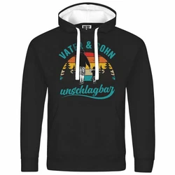 deinshirt Kapuzenpullover Vater und Sohn Unschlagbar Mit Print Motiv Schwarz/Hellblau/Grün