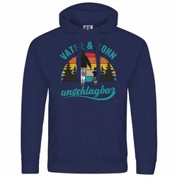 deinshirt Kapuzenpullover Vater und Sohn Unschlagbar Mit Print Motiv Blau/Dunkelblau