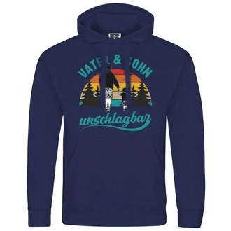 deinshirt Kapuzenpullover Vater und Sohn Unschlagbar Mit Print Motiv Blau/Dunkelblau