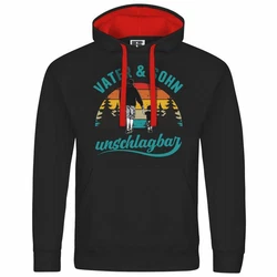 deinshirt Kapuzenpullover Vater und Sohn Unschlagbar Mit Print Motiv Schwarz/Grau/Rot