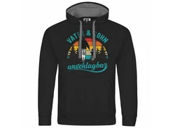 deinshirt Kapuzenpullover Vater und Sohn Unschlagbar Mit Print Motiv Schwarz/Gelb/Grau/Hellblau