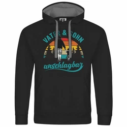 deinshirt Kapuzenpullover Vater und Sohn Unschlagbar Mit Print Motiv Schwarz/Gelb/Grau/Hellblau
