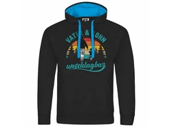 deinshirt Kapuzenpullover Vater und Sohn Unschlagbar Mit Print Motiv Schwarz/Blau/Türkis/Hellblau