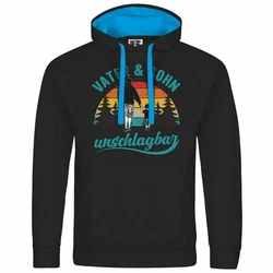 deinshirt Kapuzenpullover Vater und Sohn Unschlagbar Mit Print Motiv Schwarz/Blau/Türkis/Hellblau