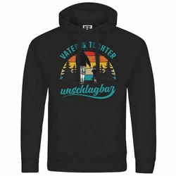 deinshirt Kapuzenpullover Vater und Tochter Unschlagbar Schwarz