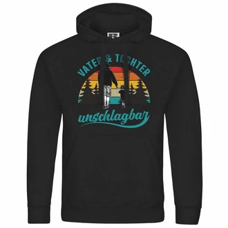 deinshirt Kapuzenpullover Vater und Tochter Unschlagbar Schwarz