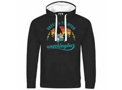 deinshirt Kapuzenpullover Vater und Tochter Unschlagbar Schwarz