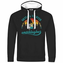 deinshirt Kapuzenpullover Vater und Tochter Unschlagbar Schwarz