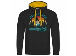 deinshirt Kapuzenpullover Vater und Tochter Unschlagbar Schwarz
