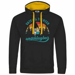 deinshirt Kapuzenpullover Vater und Tochter Unschlagbar Schwarz