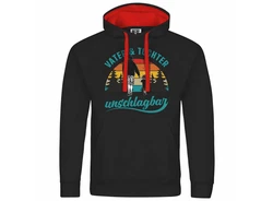 deinshirt Kapuzenpullover Vater und Tochter Unschlagbar Schwarz/Rot