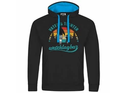 deinshirt Kapuzenpullover Vater und Tochter Unschlagbar Schwarz/Türkis/Blau