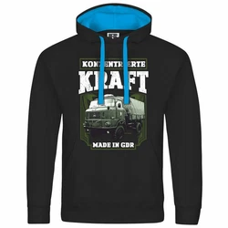 deinshirt Kapuzenpullover Herren Konzentrierte Kraft Mit Print Motiv Grau/Schwarz/Dunkelblau