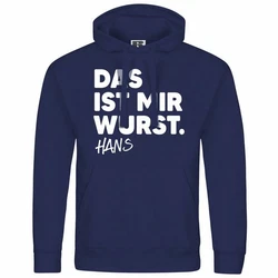 deinshirt Kapuzenpullover Das ist mir Wurst Mit Print Motiv Dunkelblau/Hellblau