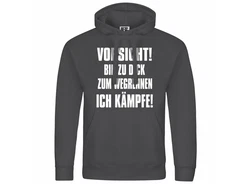 deinshirt Kapuzenpullover Herren Vorsicht bin zu dick zum wegrennen ich kmpfe Dunkelgrau/Schwarz/Grau/Rosa/Grün/Hellgrau/Rot