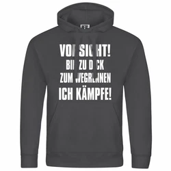 deinshirt Kapuzenpullover Herren Vorsicht bin zu dick zum wegrennen ich kmpfe Dunkelgrau/Schwarz/Grau/Rosa/Grün/Hellgrau/Rot