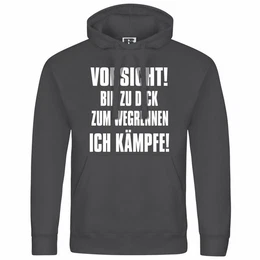Kapuzenpullover Herren Kapuzenpullover Vorsicht bin zu dick zum wegrennen ich kmpfe Mit Print Motiv, Grafik