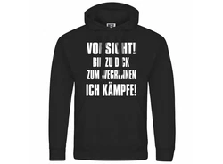 deinshirt Kapuzenpullover Herren Vorsicht bin zu dick zum wegrennen ich kmpfe Schwarz/Rosa/Grün