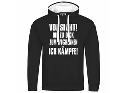 deinshirt Kapuzenpullover Herren Vorsicht bin zu dick zum wegrennen ich kmpfe Schwarz
