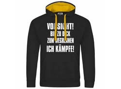 deinshirt Kapuzenpullover Herren Vorsicht bin zu dick zum wegrennen ich kmpfe Schwarz/Grün/Rosa