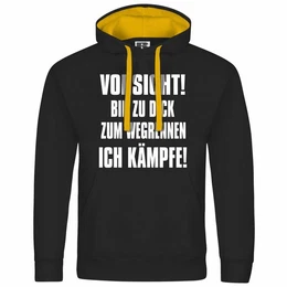 Kapuzenpullover Herren Kapuzenpullover Vorsicht bin zu dick zum wegrennen ich kmpfe Mit Print Motiv, Grafik