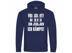 deinshirt Kapuzenpullover Herren Vorsicht bin zu dick zum wegrennen ich kmpfe Dunkelblau/Blau