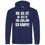 deinshirt Kapuzenpullover Herren Vorsicht bin zu dick zum wegrennen ich kmpfe Dunkelblau/Blau