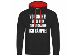 deinshirt Kapuzenpullover Herren Vorsicht bin zu dick zum wegrennen ich kmpfe Schwarz/Grün/Rosa