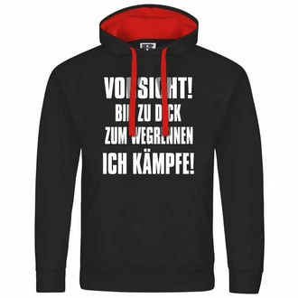 deinshirt Kapuzenpullover Herren Vorsicht bin zu dick zum wegrennen ich kmpfe Schwarz/Grün/Rosa