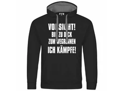 deinshirt Kapuzenpullover Herren Vorsicht bin zu dick zum wegrennen ich kmpfe Schwarz/Grün