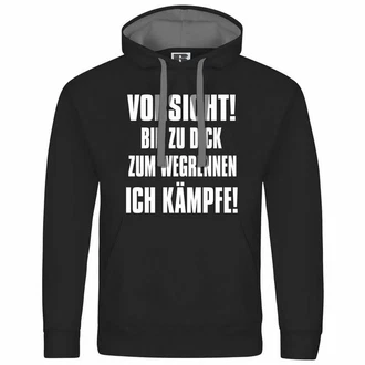deinshirt Kapuzenpullover Herren Vorsicht bin zu dick zum wegrennen ich kmpfe Schwarz/Grün