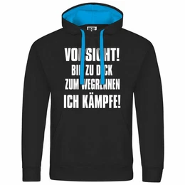 Kapuzenpullover Herren Kapuzenpullover Vorsicht bin zu dick zum wegrennen ich kmpfe Mit Print Motiv, Grafik