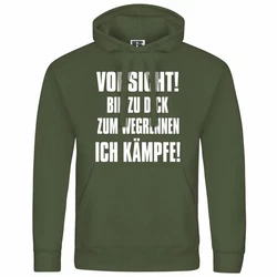 deinshirt Kapuzenpullover Herren Vorsicht bin zu dick zum wegrennen ich kmpfe Dunkelgrün/Grün