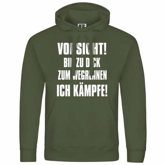 deinshirt Kapuzenpullover Herren Vorsicht bin zu dick zum wegrennen ich kmpfe Dunkelgrün/Grün