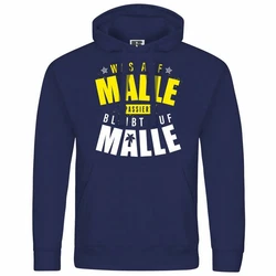 deinshirt Kapuzenpullover Was auf Malle passiert Blau/Gelb/Dunkelblau