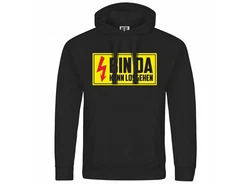 deinshirt Kapuzenpullover Bin da kann losgehen Schwarz/Gelb/Weiß/Rot