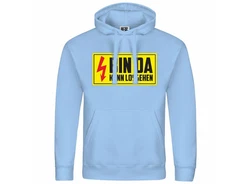 deinshirt Kapuzenpullover Bin da kann losgehen Hellblau/Türkis/Blau