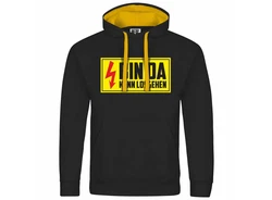 deinshirt Kapuzenpullover Bin da kann losgehen Schwarz/Gelb/Rot