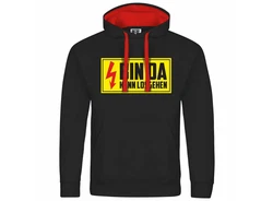 deinshirt Kapuzenpullover Bin da kann losgehen Rot/Schwarz