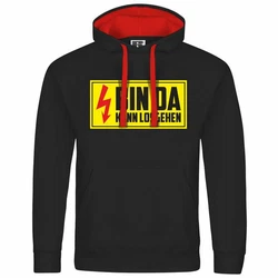 deinshirt Kapuzenpullover Bin da kann losgehen Rot/Schwarz