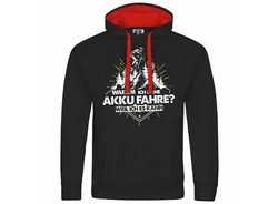 deinshirt Kapuzenpullover Warum ich ohne Akku fahre - weil ich es kann Rot