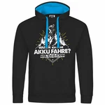 deinshirt Kapuzenpullover Warum ich ohne Akku fahre - weil ich es kann Blau/Türkis/Weiß