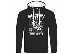 deinshirt Kapuzenpullover Herren Biersport Dart Schwarz/Dunkelgrau/Beige