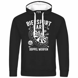 deinshirt Kapuzenpullover Herren Biersport Dart Schwarz/Dunkelgrau/Beige