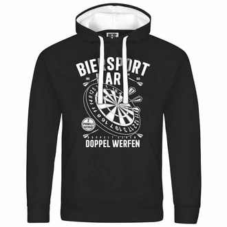 deinshirt Kapuzenpullover Herren Biersport Dart Schwarz/Dunkelgrau/Beige