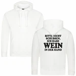 deinshirt Kapuzenpullover Bitte nicht schubsen habe Wein in der Hand Weiß/Creme